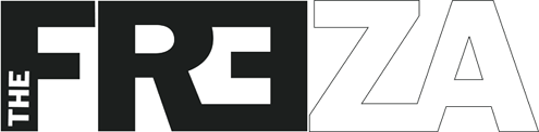 The Frezan mustavalkoinen logo, joka valkoista taustaa vasten, on kirjoitettu pelkistetyin tikkukirjaimin. The-sana alussa on sijoitettu valkoisella värillä mustaksi värjätyn F-kirjaimen alakulmaan. Myös kirjaimet R ja E ovat mustiksi maalattuja.